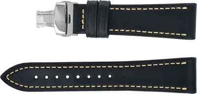 Produktbild von INF Uhrenarmband aus echtem Leder mit Schmetterlingsschließe – 22 mm Schwarz