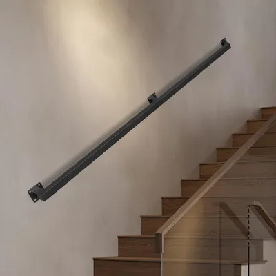 Obrázok produktu pre Eikuavons Vierkantový zábradlie 150 cm, čierna farba, oceľové zábradlie s práškovou povrchovou úpravou, rozmery 30 x 30 mm, dvojdielne, vhodné pre schody a chodbu