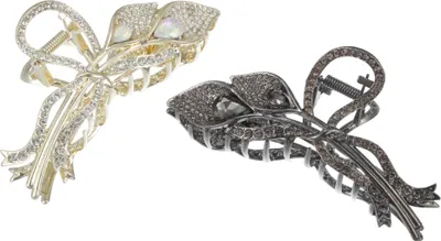 Produktbild von 2 Stück Blume Metall Haarkrallen Clip Frauen Haarkralle Goldton Schwarz