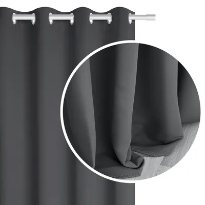 Zdjęcie produktu dla Grafitowa Gruba Zasłona Zaciemniająca Na Przelotkach Blackout 140X250 Hold