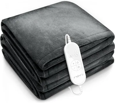 Image de Couverture électrique - Couverture chauffante - Couverture de lit - Pour un sommeil relaxant - 9 niveaux de température - 160 x 120 cm - Gris