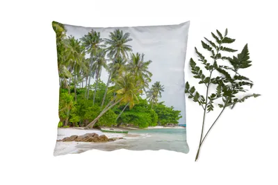 Produktbild von MuchoWow® Zierkissen Sofakissen Wohnzimmer Dekokissen 40x40 cm Palmen - Strand - Sommer - Tropisch - Foto Kissen - Schlafzimmer Dekoration