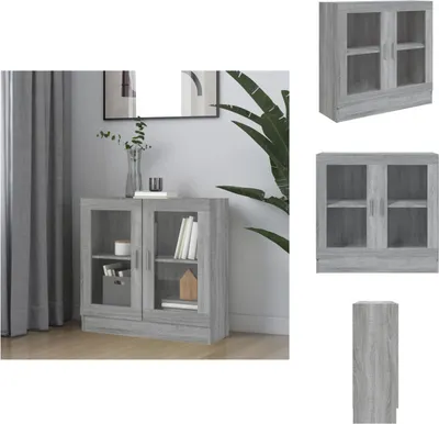 Obrázok produktu pre vidaXL Vitrína Grey Sonoma 82,5x30,5x80 cm Materiál na báze dreva - Regály a knižnice