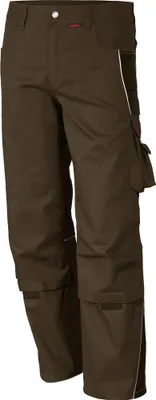 A pair of brown work pants shown against a white background.