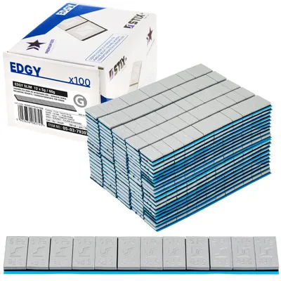 Image de STIX Edgy Slim, poids en poudre adhésifs, 6 kg. Dimensions : 100 x 60 g, 12 x 5 g. Pour jantes en aluminium