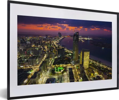 Produktbild von MuchoWow® MuchoWow® Gerahmtes Poster Die Skyline von Abu Dhabi in den Vereinigten Arabischen Emiraten mit Himmel 60x40 cm - Poster mit zchwarzem Bilderrahmen - Schlafzimmer - Plakat in Rahmen - Drucke