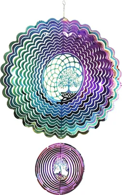 Produktbild von Edelstahl Windspiel 3D Hängende Wind Spinner 25cm Leicht Drehendes Kinetic Windmobile Fenster- und Garten-Dekoration