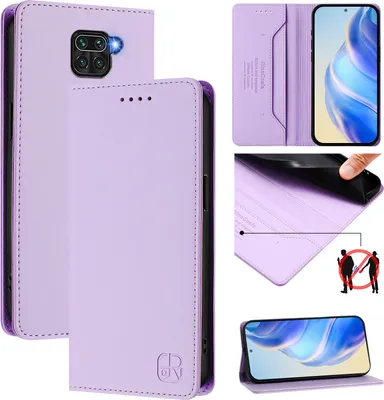 Produktbild von Lederhülle für Xiaomi Redmi Note 9 Hülle Flip Brieftasche Kartenfächern Ständer Schutzhülle Violett