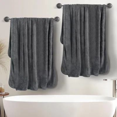 Zdjęcie produktu dla Ręcznik kąpielowy 100 x 200 cm, 2 szt., mikrofibra, szybkoschnący, ciemnoszary, na plażę