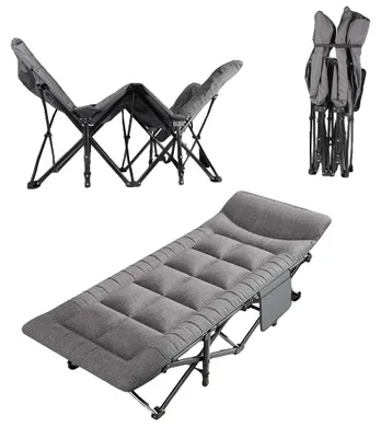 Productafbeelding van Campingbed, met een stevig stalen frame, geïntegreerd kussen en hoofdkussen, inklapbare ligstoel
