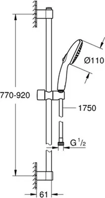 Immagine prodotto di GROHE set asta doccia Tempesta 110 26163_3 900mm 2 tipi di getto WS cromo