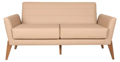 Zdjęcie produktu dla Beżowa skórzana sofa do salonu, designerska sofa 3-osobowa z imitacji skóry