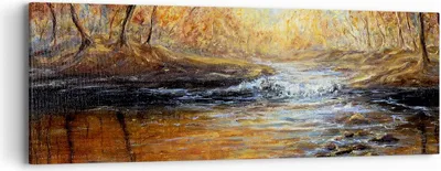 Produktbild von Bild auf Leinwand - Leinwandbild - Bach Park Baum - 90x30cm - Wand Bild - Wanddeko - Wandbilder - Leinwanddruck - Bilder - Kunstdruck - Wanddekoration - Leinwand bilder - Wandkunst - AB90x30-3973