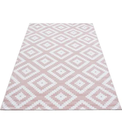 Zdjęcie produktu dla Ayyildiz | Dywan nowoczesny 80 cm x 150 cm - Różowo-kremowy - Antyelektrostatyczny - Łatwy w czyszczeniu