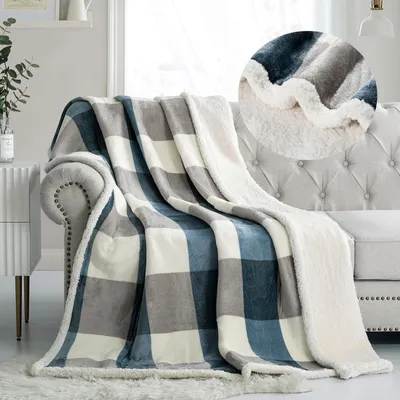 Immagine prodotto di Coperta in pile, 150 x 200 cm, grigio-blu, in flanella, per divano