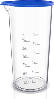 Produktbild von Arendo Messbecher mit Deckel, 600ml, 20 Unzen, Klarsichtbecher, Mixbecher aus Kunststoff, Kunststoff, ideal für elektrische Handmixer, Stabnuxer & Handrührer
