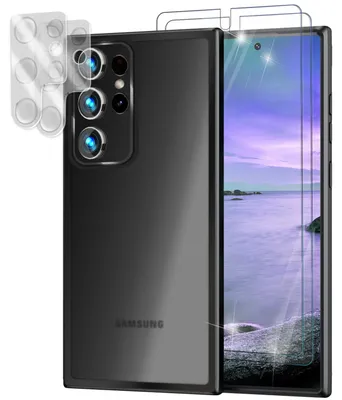 Produktbild von Hybrid Hülle für Samsung Galaxy S23 Ultra, 2x Display- & Kameraschutz Schwarz