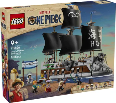 Productafbeelding van LEGO ONE PIECE Marineschip van Garp - Modelboot met 8 minifiguren, inclusief Zoro, Lysop en Nami - Decoratie voor kinderkamers - Cadeau voor jongens, meisjes en fans vanaf 9 jaar - 75646