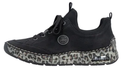 Produktbild von Rieker Damen Sneaker gemusterte Sohle Slipper mit Schnürung 44569, Größe:37 EU, Farbe:Schwarz