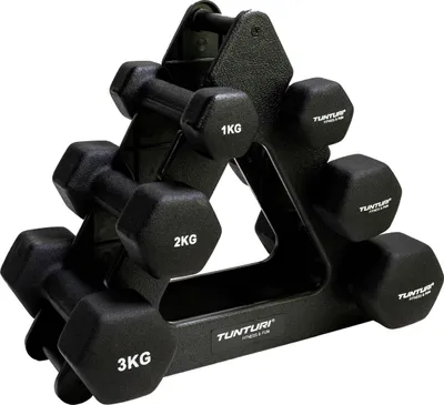 Immagine prodotto di Tunturi Set di manubri in neoprene 3 pezzi + supporto
