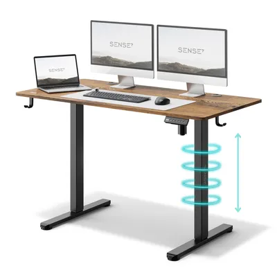 Obrázek produktu pro SENSE7 Výškově nastavitelný stůl Nojo 120 cm, dub, elektrický herní stůl, počítačový stůl, stůl pro práci ve stoje, kancelářský stůl, funkce paměti, vedení kabelů