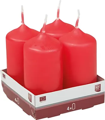 Produktbild von Stumpenkerze rot 40x80mm 4 Stück