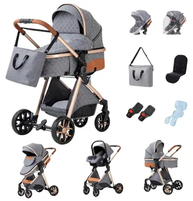 Produktbild von Babywagen, 3-in-1 Design, Faltbare Bequemlichkeit, V9 GRAU