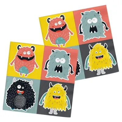 Immagine prodotto di 20 tovaglioli per feste - Monster Party - circa 33 x 33 cm