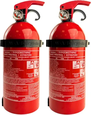 Zdjęcie produktu dla 2 gaśnice proszkowe ABC + E, <1000 V, wraz z uchwytem
