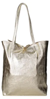 Imagen del producto de Bolsa de mano "Lux Dames" de cuero metálico, fabricada en Italia
