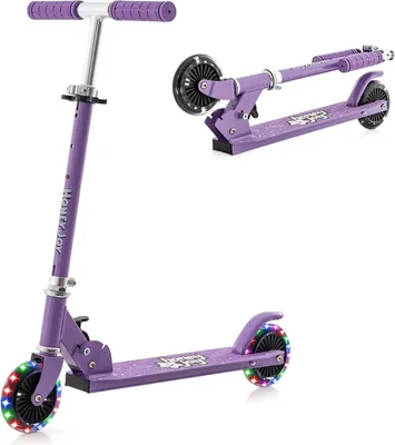 Produktbild von COSTWAY Scooter Kinder Roller, Tretroller mit LED-Räder, Klappbar Lenker, Höhenverstellbar Kinderroller Cityroller Kickscooter für Jungen und Mädchen ab 3 Jahren