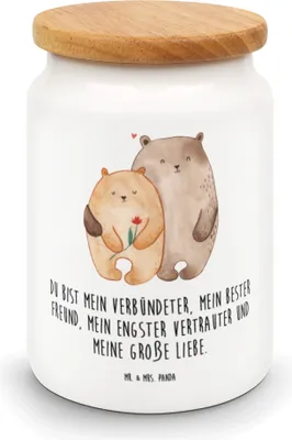 Produktbild von Mr. & Mrs. Panda salzdose Bären Liebe - Weiß - Geschenk, Vorratsbehälter, Freundin, behälter, Dose, Keksdose, Blume, Verknallt, Umarmung, zuckerdose, Kaffeedose, Bär