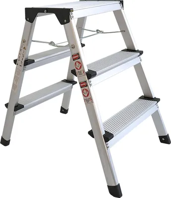 Produktbild von Klappbare Leiter 3 Stufen, Trittleiter aus Aluminium, Treppenleiter bis 150kg belastbar