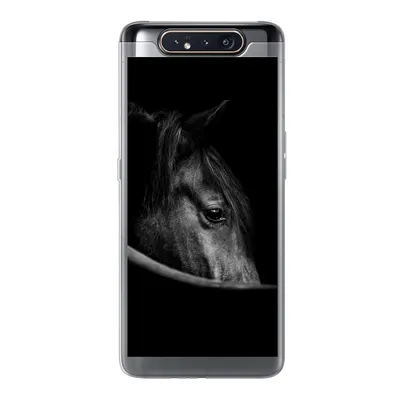 Produktbild von MuchoWow® Handyhülle Schutzhülle Hülle für Samsung Galaxy A80 Pferde - Porträt - Schwarz - Tiere Silikon Softcase Handy Hülle - Schutzdeckel