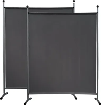 Produktbild von 2 Stück Paravent 150 x 190 cm Grau - Raumteiler Stellwand Blickdicht Innen & Außen - Garten & Balkon Sichtschutz Trennwand