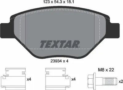 Produktbild von TEXTAR Bremsbeläge Satz Vorne für RENAULT MEGANE II (BM0/1, CM0/1) 2393401