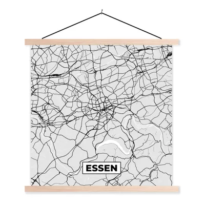 Produktbild von MuchoWow® Textilposter Essen - Karte - Deutschland - Stadtplan 120x120 cm mit holzfarbenen Rahmen - Textil-Poster