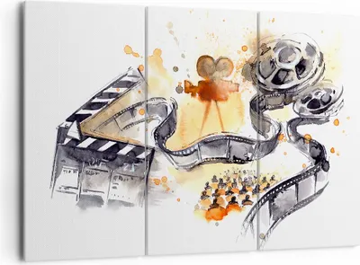 Produktbild von Bild auf Leinwand - Leinwandbild - Film Projektor Illustration - 165x110cm - Wand Bild - Wanddeko - Leinwanddruck - Bilder - Kunstdruck - Wanddekoration - Leinwand bilder - Wandkunst - CE165x110-3017