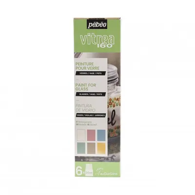 Image de Pebeo Vitrea 160 Initiation Set, couleurs pastel, 6 x 20 ml.