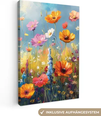 Produktbild von Leinwand Bilder 60x90 cm - Blumen - Natur - Botanisch - Kunst, Bilder, Deko, Wanddeko, Leinwand Bilder