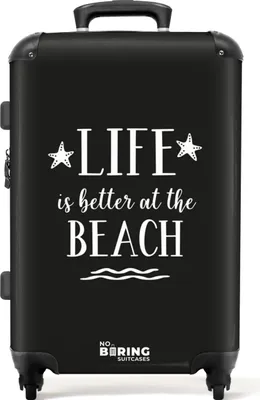Produktbild von NoBoringSuitcases.com® Großer Koffer - Zitate - Strand - Urlaub - Sterne - Schwarz und weiß - Kombinationsschloss TSA - Hartschalen Trolley 4 Rollen - 72 liter - Reisekoffer - 66 cmKoffer Mittelgroß 67x43x25 cm, 72L,