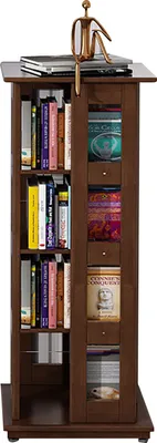 Produktbild von Drehbares Bücherregal aus massivem Holz bewegliches Bücherregal 4 Ebenen【BR440H】