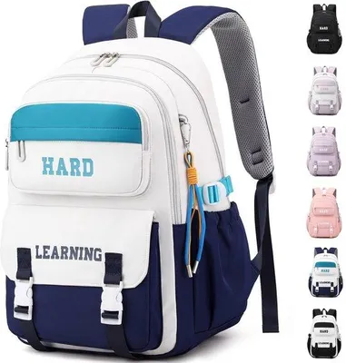 Image de Sac d'école imperméable bleu, grand format