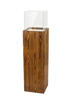 Immagine prodotto di Lanterna a pilastro Portacandele Lanterna decorativa Pilastro decorativo per soggiorno, balcone, terrazza Pilastro per candele Lanterna da terra in legno e vetro Noce 100 cm di altezza