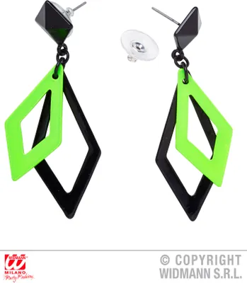 Produktbild von Grün Schwarz Neon Diamant Ohrringe 80er Disco