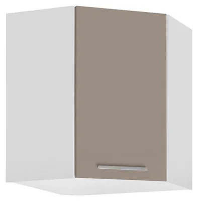 Image de Meuble haut d'angle de cuisine " Salma" - Taupe/Blanc - L 60 x H 72 cm