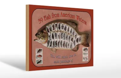 Produktbild von Holzschild Fisch 30x20cm 39 Fish from american Waters