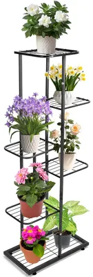 Produktbild von Pflanzenständer, mehrstufiges Blumenregal aus Metall, 6-stufiges Pflanzenregal mit 7 Töpfen, Pflanzenregal, Blumenregal, für den Innen- und Außenbereich