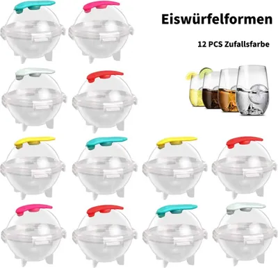 Produktbild von 12 Stück Runde Eiswürfel Schimmel Große Kugelform Eiswürfel Eiskugelform Eisbälle für Süßigkeiten, Cocktails, Saft, Whisky, Götterspeise, Sommergetränk (Zufällige Farbe),