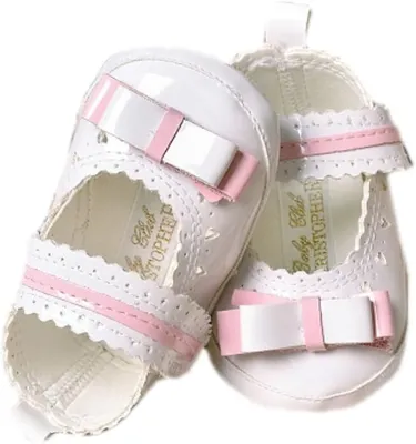 Produktbild von Babyschuhe Ballerina Taufschuhe Lackschuhe weiß rosa Herz Muster mit Schleife Mod. 5737 Gr. 19